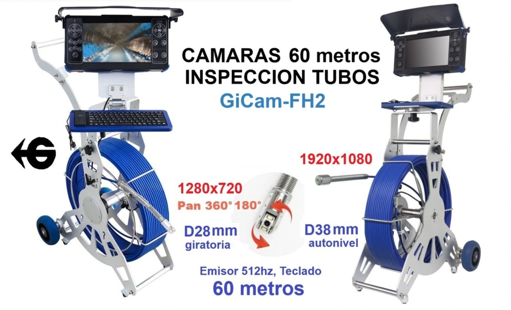 camara DOBLE inspeccion tubos GiCam-FH2pro D28 GIRA y D38 x60metros GimateG
