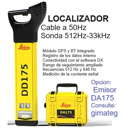localizador cable y sondas dd175 con transmisor DA175 leica gimateg 