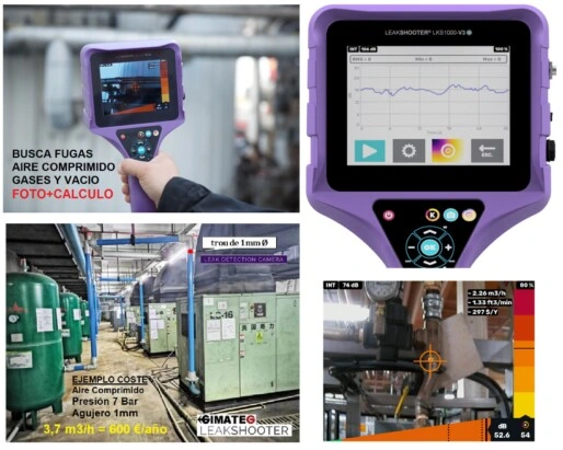 CAMARA busca fugas aire comprimido leakshooter por ultrasonido ISO50001 gimateg