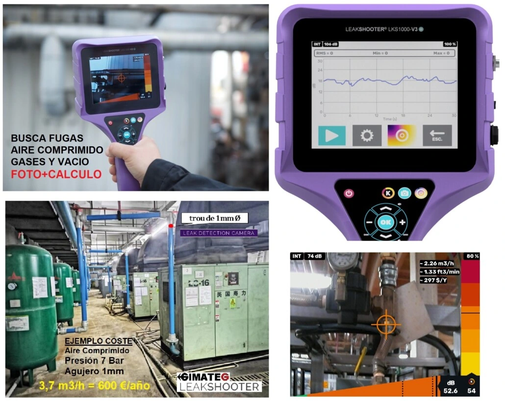 busca fugas aire gas presion y vacio con calculo perdidas LeakShooter V3pro GimateG