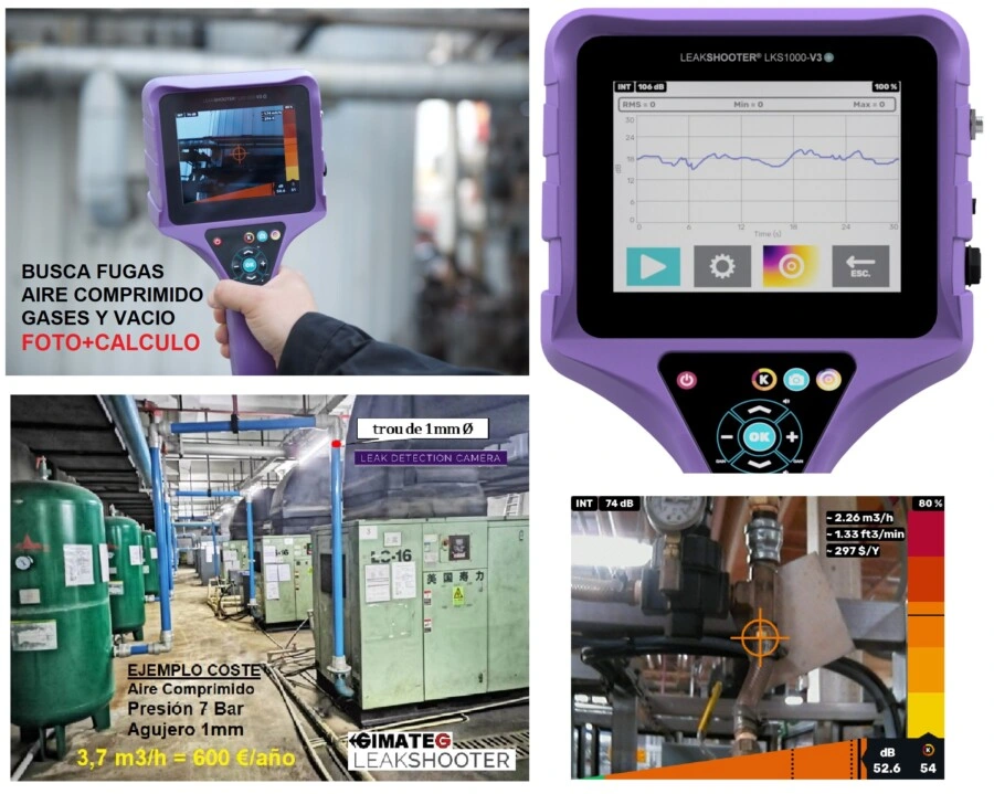 busca fugas aire comprimido leakshooter por ultrasonido calculo y foto gimateg