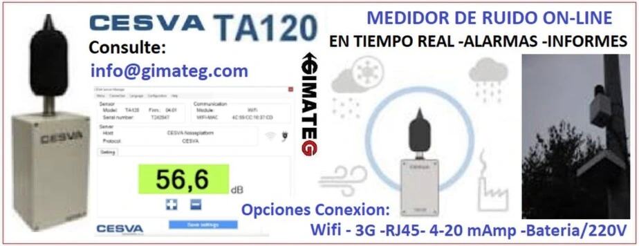 lquiler venta Sensor acustico medidor ruido online cesva TA120 GimateG