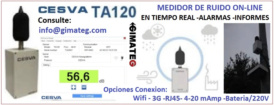 Medidor ruido ambiental online cesva TA120 GimateG