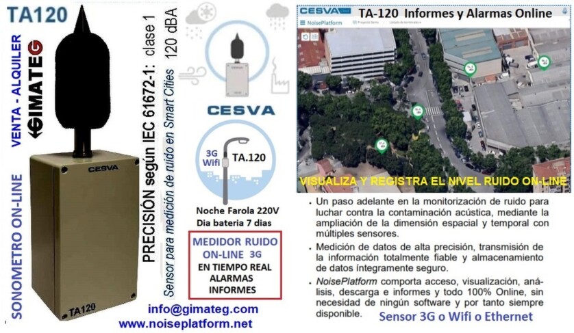 valquiler medidor ruido online 3G cesva TA120 gimateg