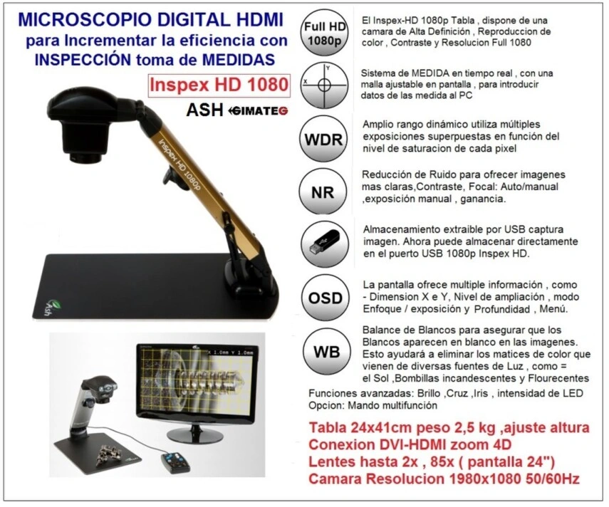 amplificador con foto medidas a HDMI 1080p ASH gimateg