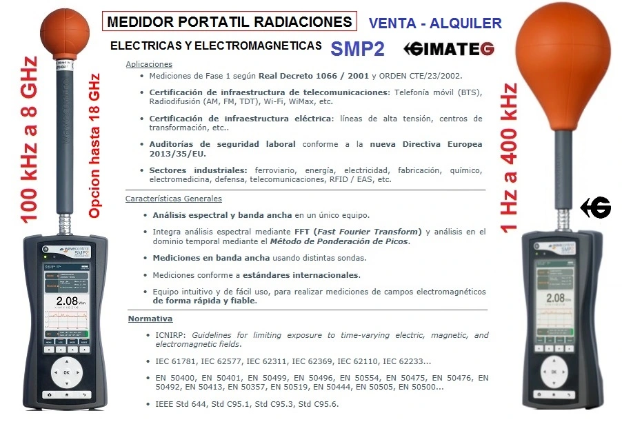 medidor radiaciones electromagneticas SMP2 wavecontrol GimateG