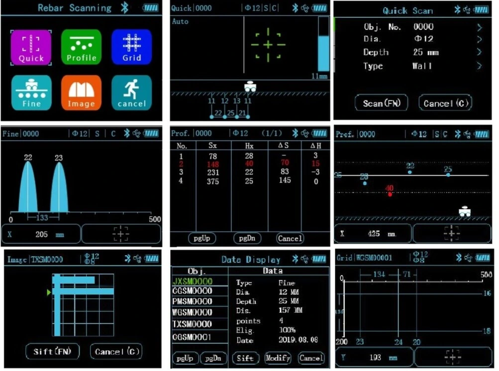 pantallas pachometro barras hormigon lg200 gimateg