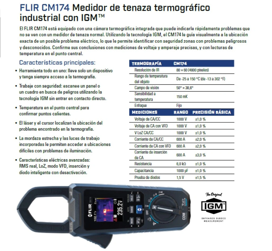 pinza amperimetrica termografica 80x60 Flir CM174 gimateg