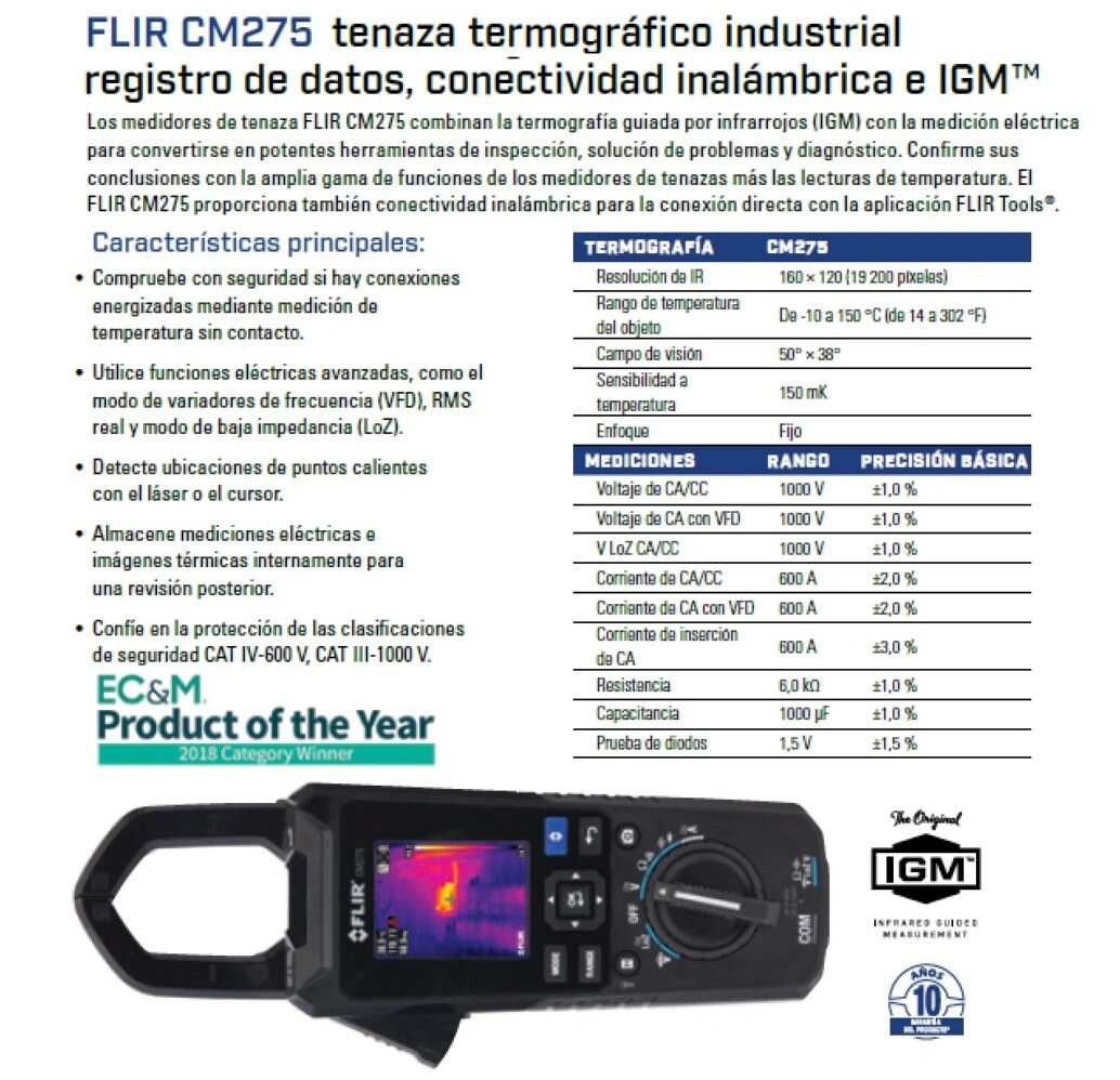 pinza amperimetrica con termografica 160x120 Flir CM275 gimateg