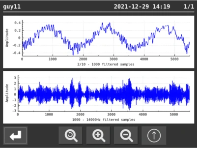 pantalla espectro FFT vibracion maquinas con foto VSHOOTER gimateg