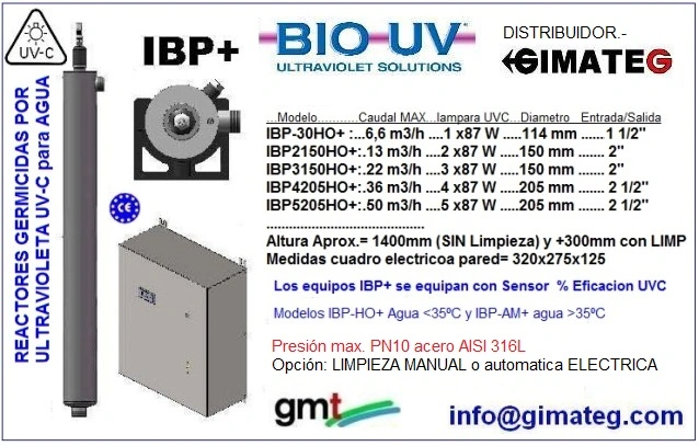 reactores uvc para agua de BioUV GimateG