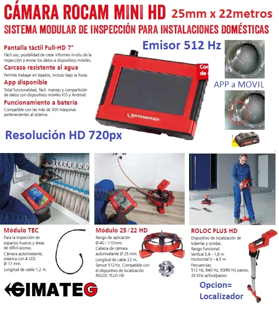 camara doble inspeccion tubos rothenberger roscop gimateg