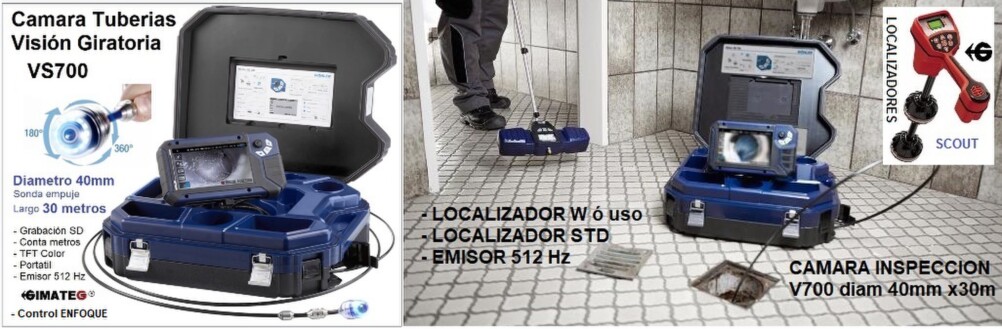camara inspeccion tubos con vision giratoria Vis-700 gimateg