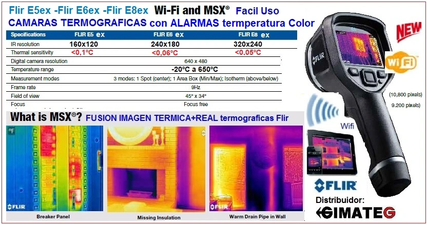 camaras termograficas Wifi Flir E6 E8 distribuidor Flir GimateG