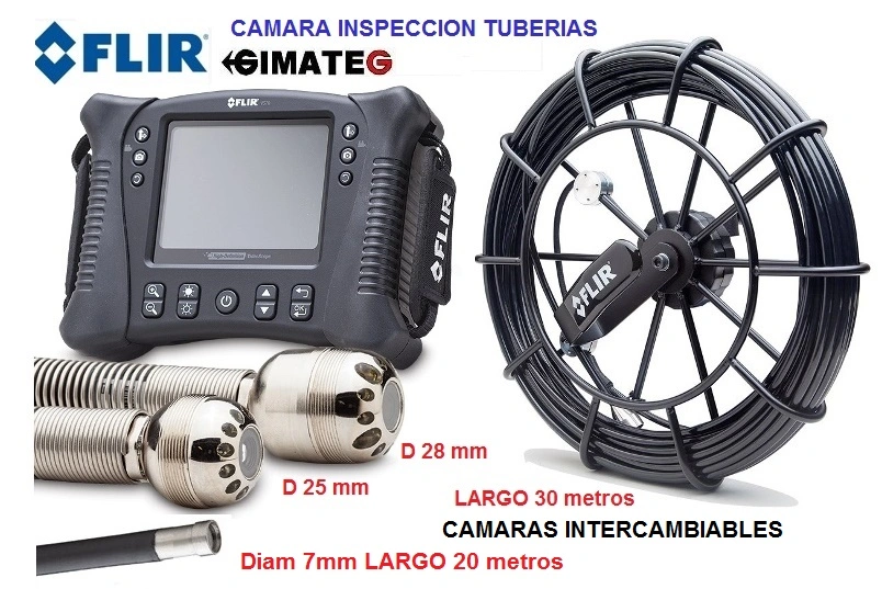 camara inspeccion tuberias Flir V70 de diametro 7mm a 28mm GimateG