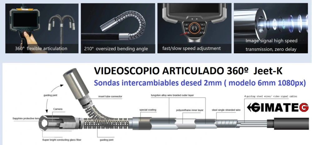 videoscopio articula 4 ejes varias medidas JK gimateg