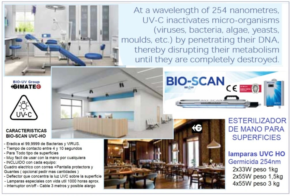 higiene de superficies con esterilizacion UVC BioScan GimateG
