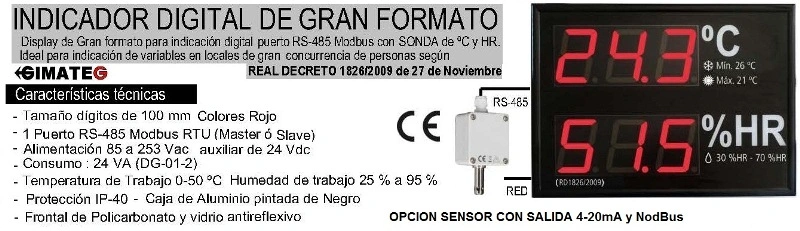 indicador digital de pared DIN A3 termohigrometro gimateg