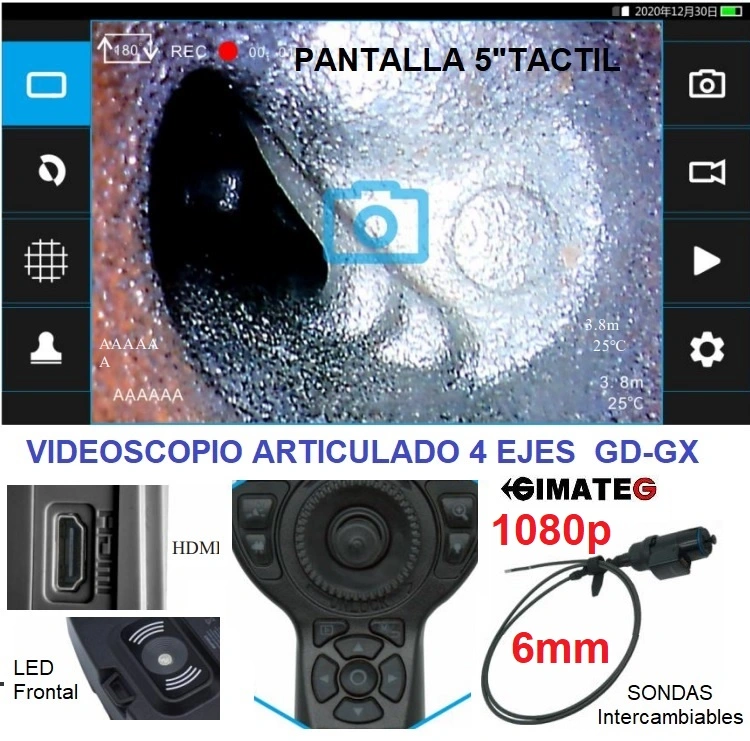 pantalla tactil videoscopio GX 1080p articulado 4ejes GimateG