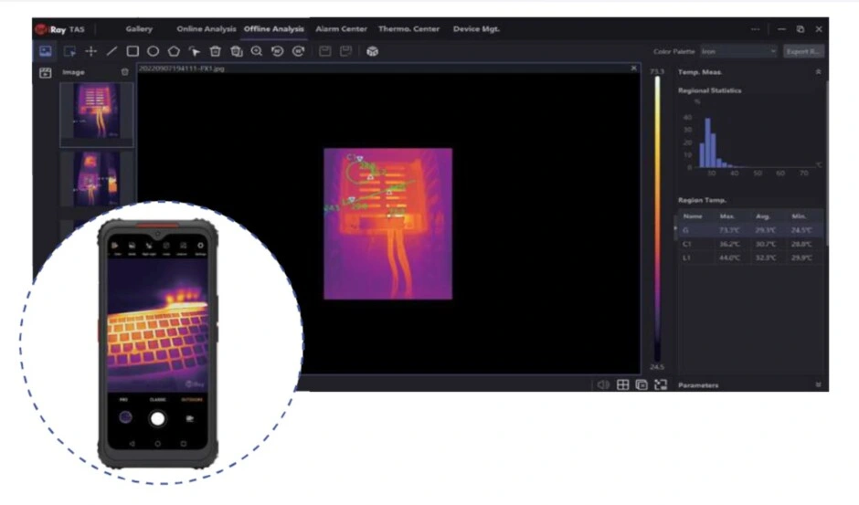 software smartphone PX1 vibrometro triaxial foto maquina y color ISO 10816 VSHOOTER3IR GimateG