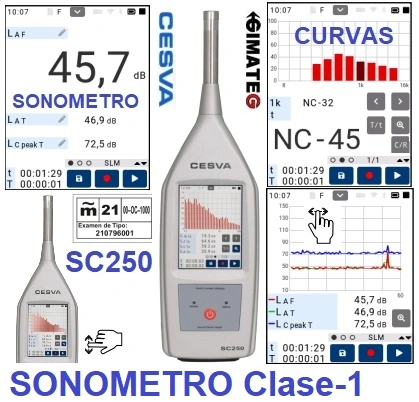sonometros tactil color Clase 1 ó 2 Cesva-GimateG