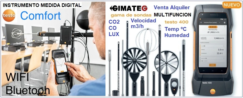 Instrumento medida Calidad AIRE CO2 y Disconfort Testo 480 GimateG