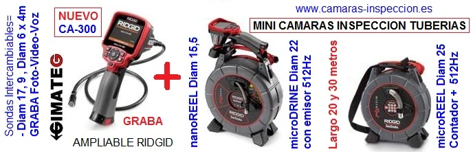 mini Camara tubos Diam 22x26m videoscopio ridgid gimateg