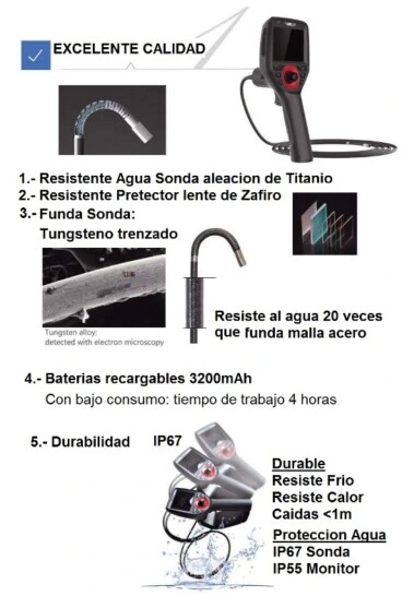 detalles videoscopio articulado 4 ejes M3 de gimateg